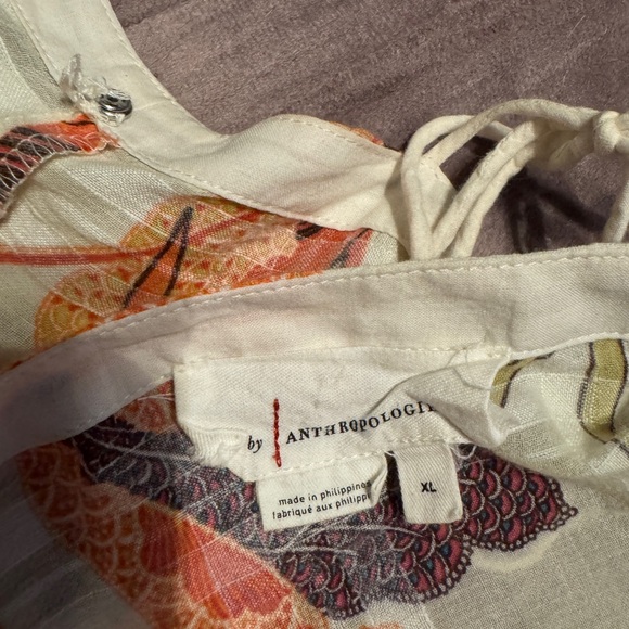 Anthropologie Cream and Orange Blouse - Picture 5 of 7